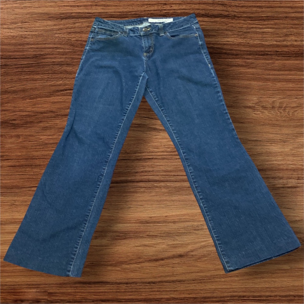 DKNY Jeans Soho Flare Leg Blue Denim Flap Pocket Women 10R Boho Granola Gil